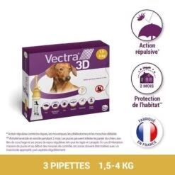 Vectra 3D Chien 1,5 à 4 Kg 3 Pipettes