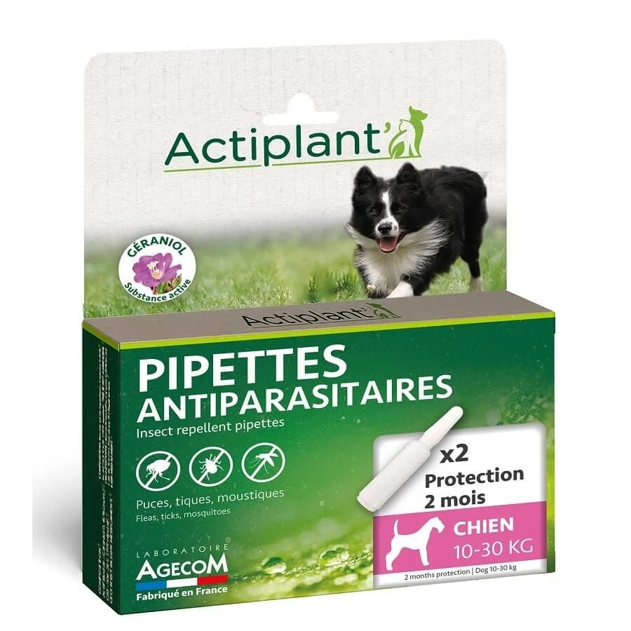 Actiplant Pipettes Antiparasitaires Chien 10-30 Kg X2 1 Actiplant Pipettes Antiparasitaires Chien 10-30 Kg X2