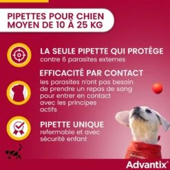 Advantix Chien Moyen (10 - 25 Kg) - 4 Pipettes -Trixie Boutique advantix chien moyen 10 25 kg 3