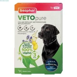 Beaphar VETOpure Grand Chien Collier Répulsif Antiparasitaire Réfléchissant