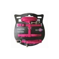 Bobby Collier + Harnais + Laisse Safe Fuchsia Pour Chaton