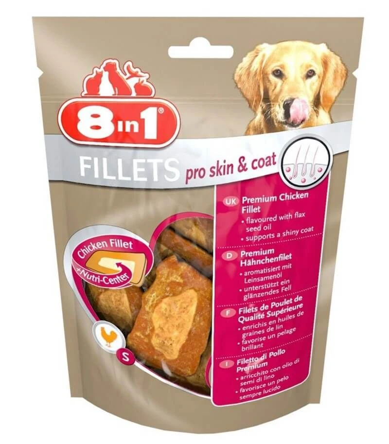 8in1 Fillets Pro Skin & Coat Pour Chien 80 G MULTIPACK Lot De 8 1 8in1 Fillets Pro Skin & Coat Pour Chien 80 G MULTIPACK Lot De 8