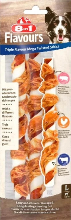 8in1 Triple Flavour Mega Twisted Sticks Chien X2