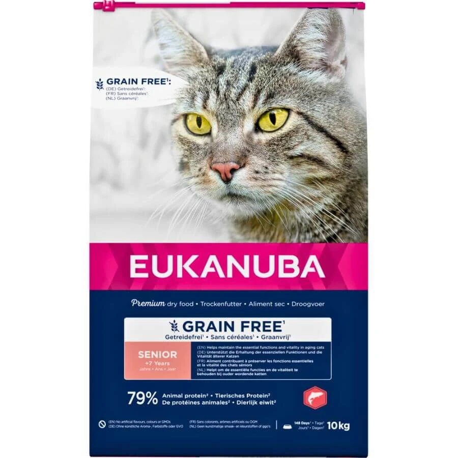 Eukanuba Chat Senior Sans Céréales Saumon 10 Kg 1 Eukanuba Chat Senior Sans Céréales Saumon 10 Kg
