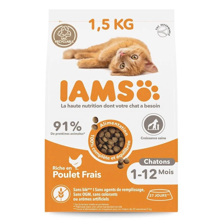 IAMS Vitality Croquettes Pour Chaton Au Poulet 1.5 Kg 1 IAMS Vitality Croquettes Pour Chaton Au Poulet 1.5 Kg