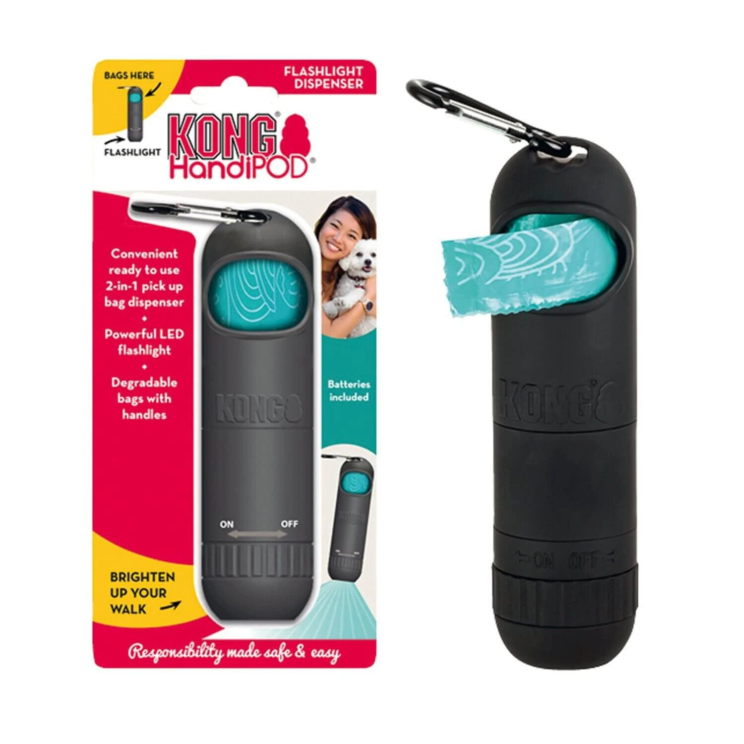 KONG HandiPOD Distributeur Sac Avec Lampe Torche 1 KONG HandiPOD Distributeur Sac Avec Lampe Torche