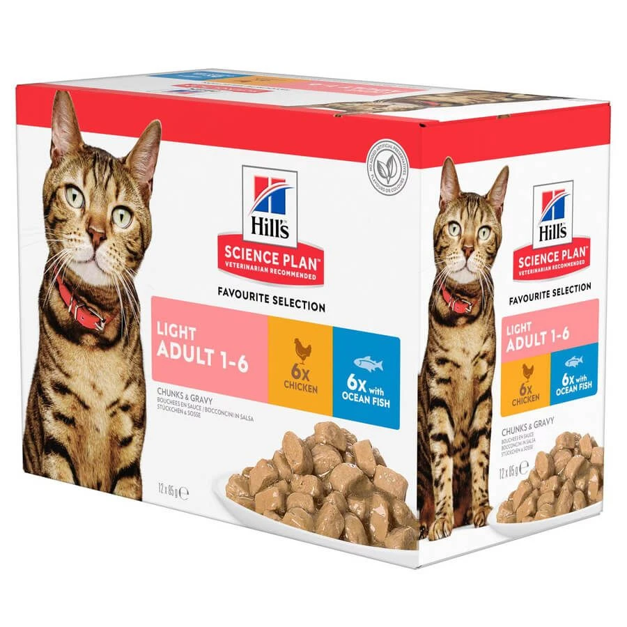 Hill's Science Plan Feline Adult Light Pack Mixte Sachets 12 X 85 G